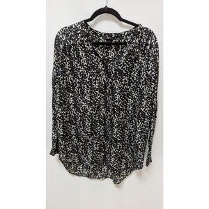 H&M Black/White Printed Button-Down Blouse